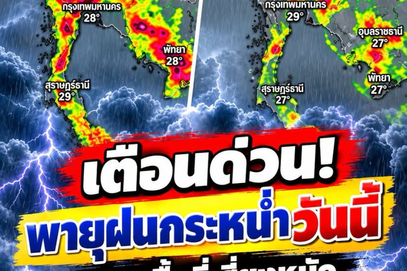 เตือนด่วน! พายุฝนถล่มวันนี้ หลายพื้นที่รับมือฝนตกหนัก-ลมกระโชกแรง