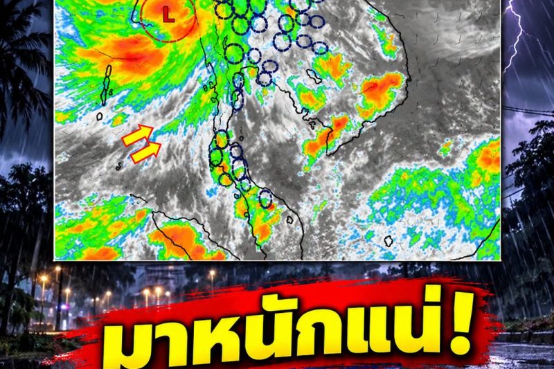 คืนนี้เตรียมรับมือ! กรมอุตุฯ เตือน 14 จังหวัด เสี่ยงฝนตกหนัก พื้นที่สีแดงเจอฝนเต็ม ๆ